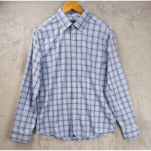 UNTUCKit Blue Plaid Slim Fit Nylon Performance Short Sleeve Button Shirt Large